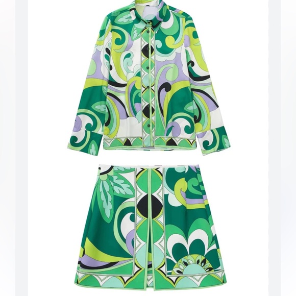 Zara Co-ord Set Green Print (S/M) - Picture 7 of 9